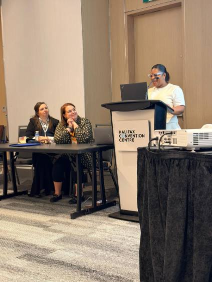 CWICE P2P Halifax_Celistine presenting_Danielle, Sylvie ISS Canada in background